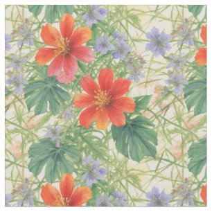Bright watercolor flowers fabric