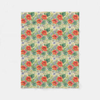 Bright watercolor flowers fleece blanket