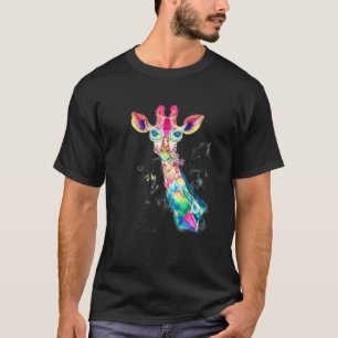 Bright-Watercolor Giraffe Art Gift Design T-Shirt