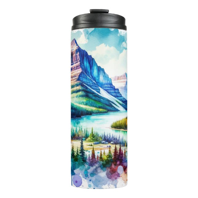 Bright Watercolor Glacier National Park  Thermal Tumbler (Front)