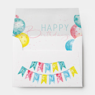 Bright watercolor Happy Birthday Pastel design Envelope