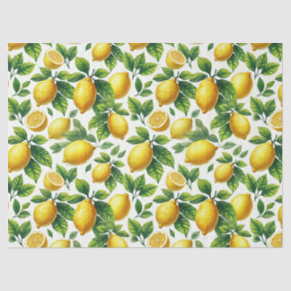 Bright Watercolor Lemons Decoupage Tissue Paper