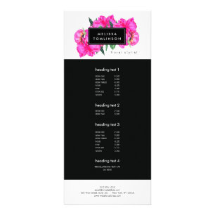 Bright Watercolor Pink Peonies Floral Bouquet Rack Card