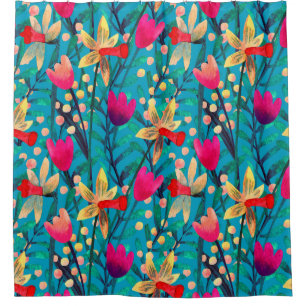 Bright watercolor seamless pattern with beautiful  shower curtain