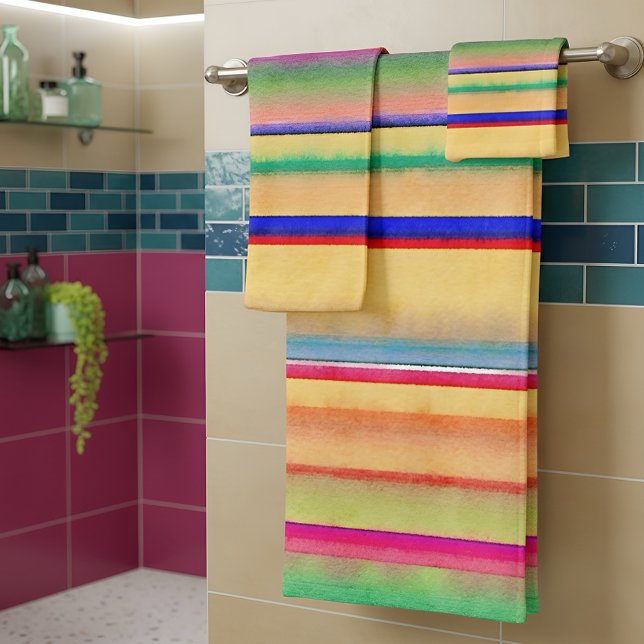 Bright watercolor stripes bath towel set (Creator Uploaded)
