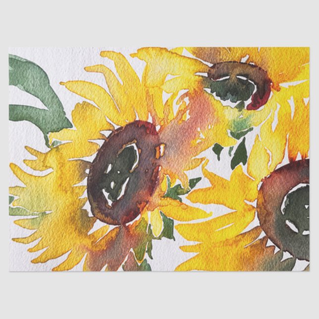 Bright Watercolor Sunflower Fabulous 50 Tissue Paper (Front)