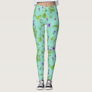 Bright Watercolor Violets Leggins Leggings