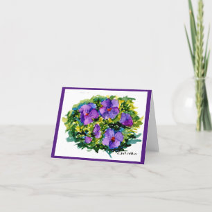 bright watercolor violets notecard