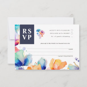 Bright Watercolor Wedding RSVP Response Card
