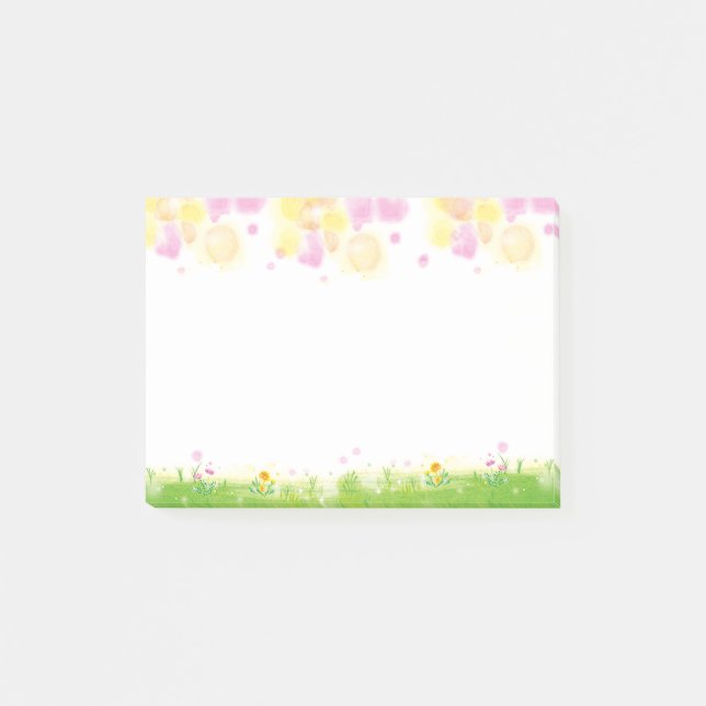 Bright Watercolor Wild Spring Flowers Post-it Notes (Front)