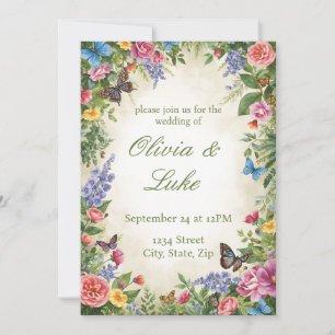 Bright Watercolor Wildflower Wedding Invitation
