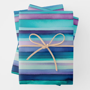 Bright Watercolour Stripes Wrapping Paper Sheets