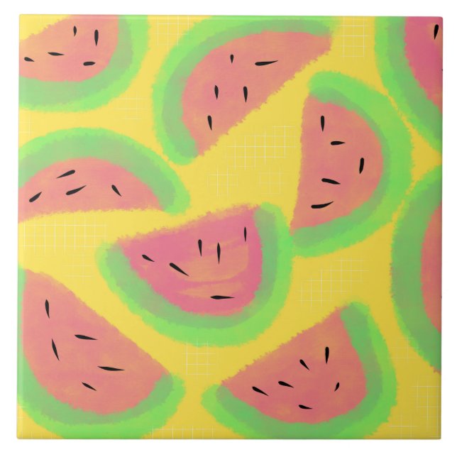 Bright Watermelon Yellow Pink Tile (Front)