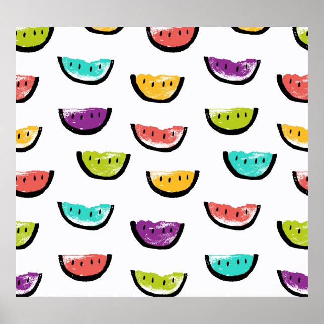 Bright watermelons: colourful seamless pattern. poster (Front)
