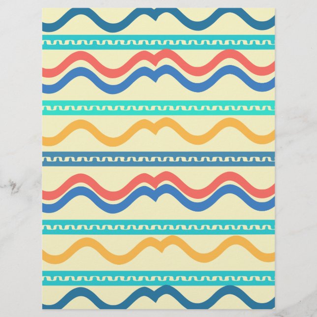 Bright Wavy Line Scrapbook Paper: (Front)