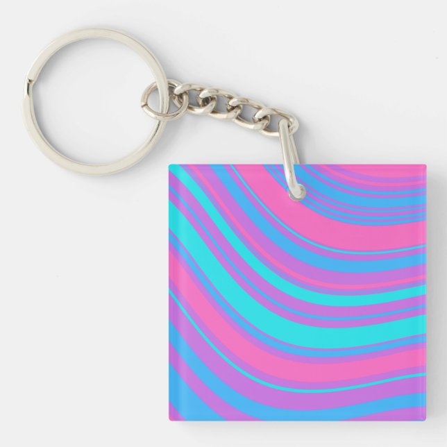 Bright Wavy Retro Pattern    Key Ring (Front)