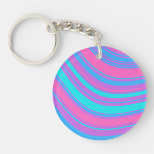 Bright Wavy Retro Pattern Key Ring