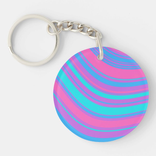 Bright Wavy Retro Pattern     Key Ring (Front)
