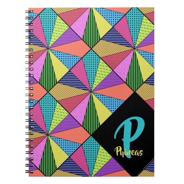 Bright Wedges of Pattern with Big Monogram Notebook (Front)