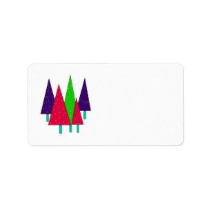 Bright Whimsical Christmas Trees Label