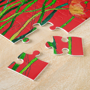 Bright Whimsical Colourful Wild Poppy Watercolour Jigsaw Puzzle