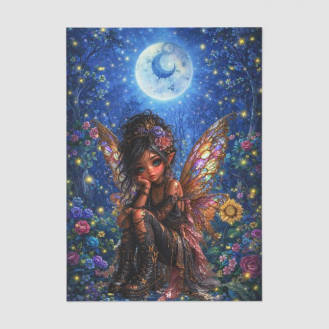 Bright Whimsical Fantasy Forest Fairy  Decoupage  Tissue Paper (Front)
