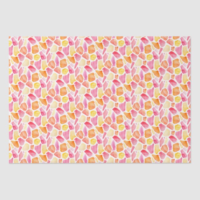 Bright Whimsical Giraffe Print Pink Orange Yellow Tissue Paper (Front)