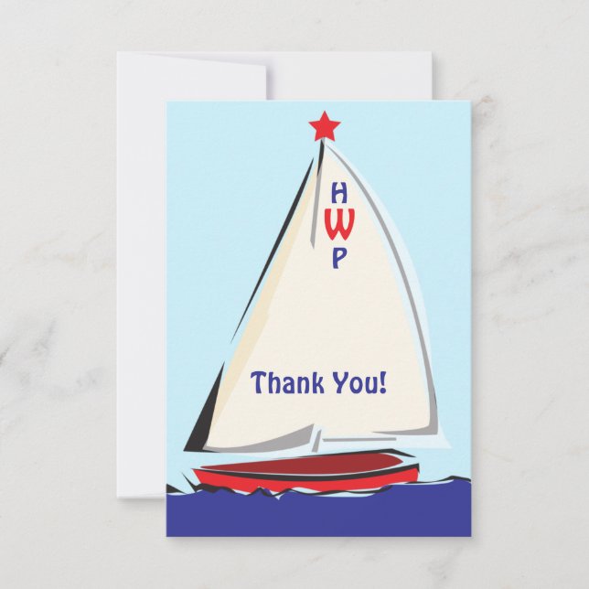 Bright Whimsical Sailboat Note Card (Front)