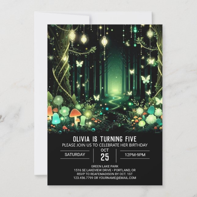 Bright Whimsy Woodland Digital Birthday Invitation (Front)