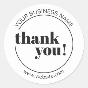 Bright White Bold Business Thank You Classic Round Sticker