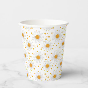 Bright White Daisies with Yellow Centres Paper Cups