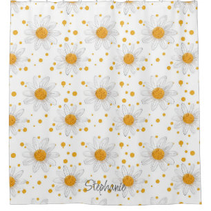 Bright White Daisies with Yellow Centres Shower Curtain