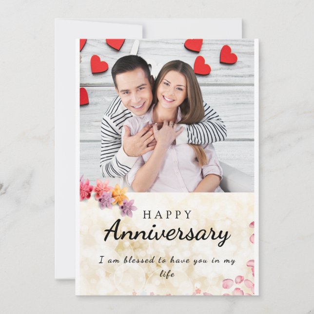 Bright White Elegant Happy Anniversary Invitation (Front)