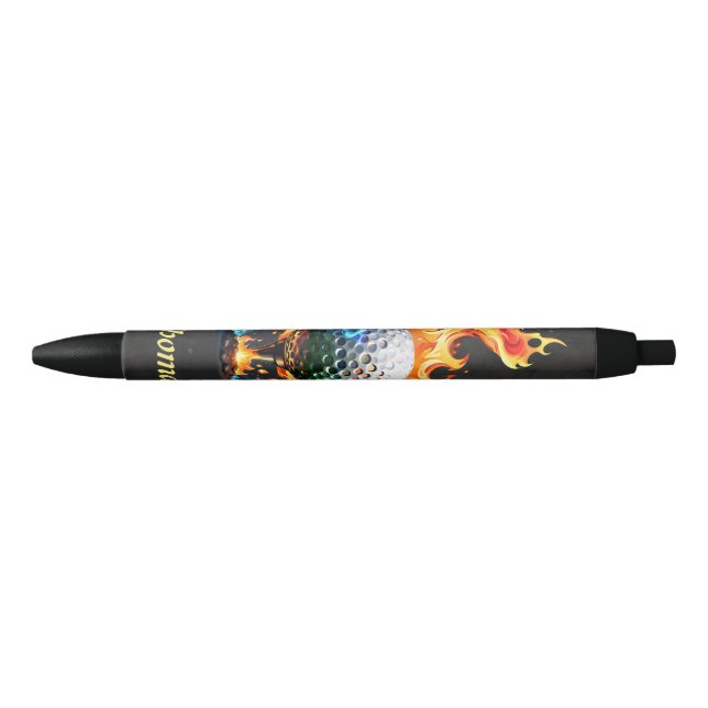 Bright white golf ball black ink pen (Front)