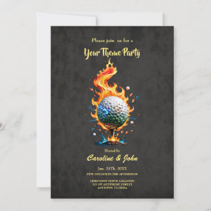 Bright white golf ball  invitation
