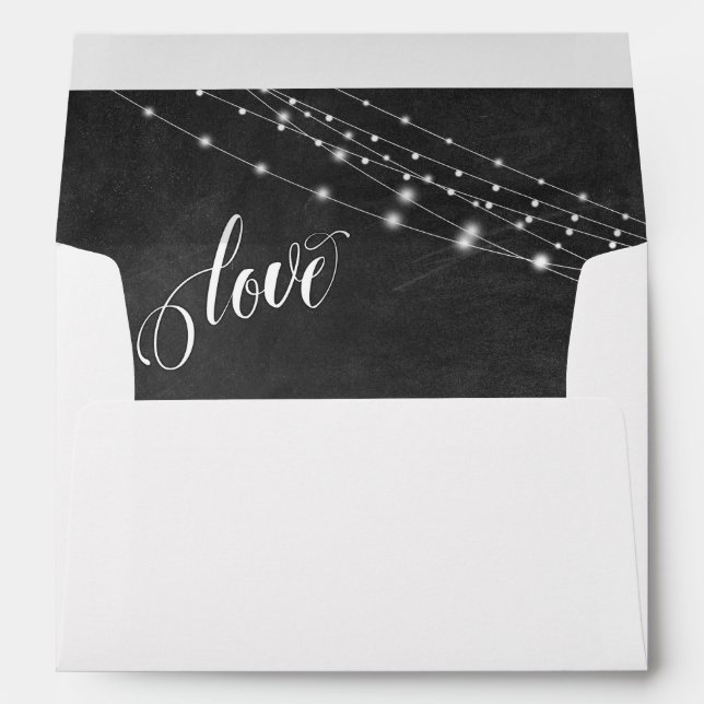 Bright White Lights Chalkboard Love Typography Envelope (Back (Bottom))