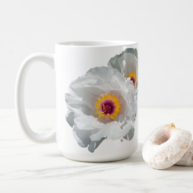 Bright White Peony Mug (With Donut)