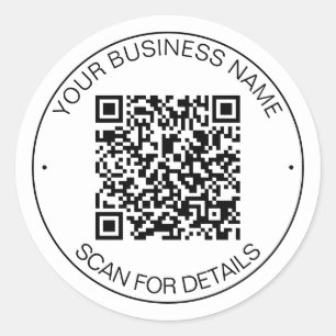 Bright White QR Code Smart Contact Classic Round Sticker