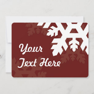 Bright, White Snowflakes against Dark Red Invitation