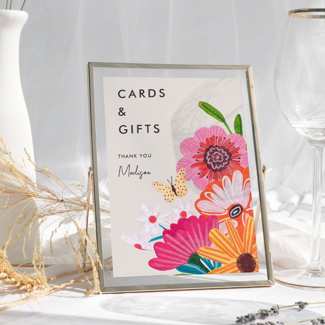 Bright Wildflower Bridal Shower Cards & Gifts sign (Bright Wildflower Bridal Shower Cards & Gifts sign)