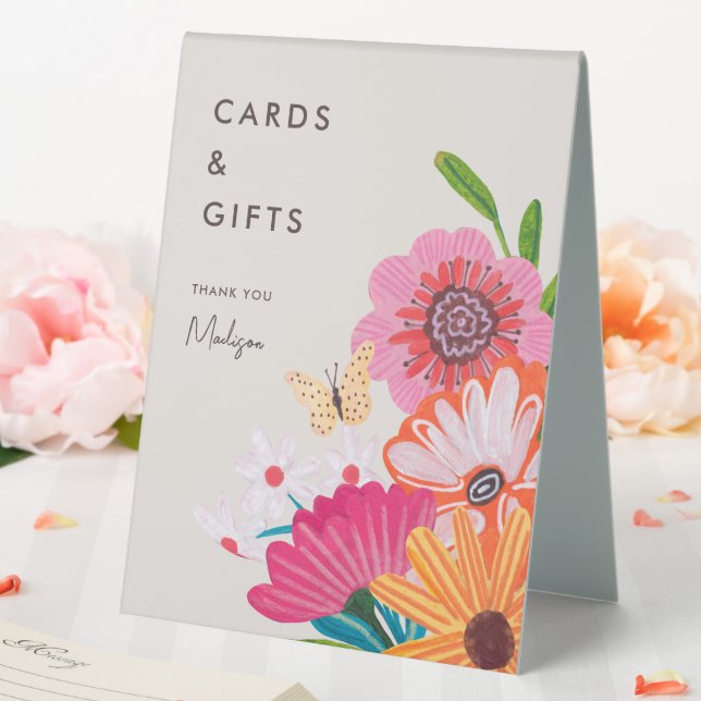 Bright Wildflower Bridal Shower Cards & Gifts sign (In SItu (Wedding))