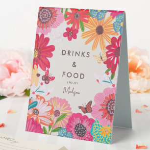 Bright Wildflower Bridal Shower Food & Drinks sign