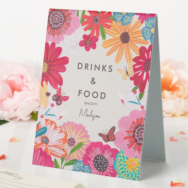 Bright Wildflower Bridal Shower Food & Drinks sign (In SItu (Wedding))