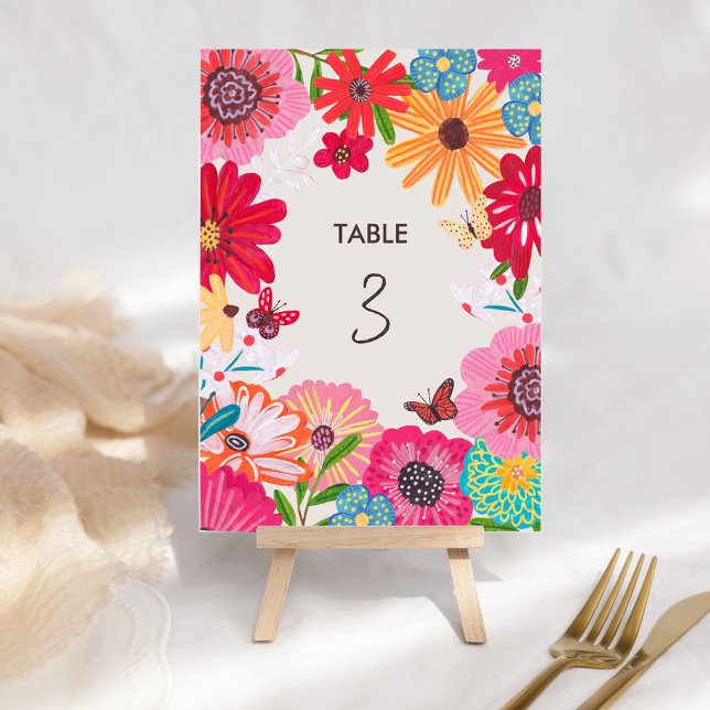 Bright Wildflower Bridal Shower Table Number (Bright Wildflower Bridal Shower Table Number)