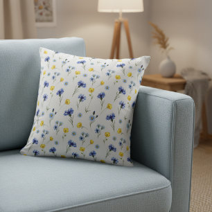 Bright Wildflower Poppy Cornflower Cushion