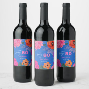 Bright Wildflower Summer Birthday Party Wine Label