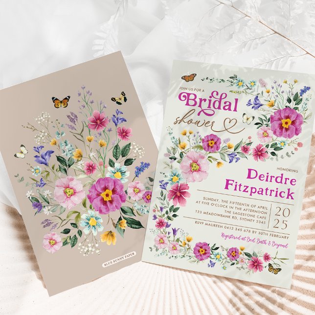 Bright Wildflowers Butterfly Garden Bridal Shower Invitation (Creator Uploaded)