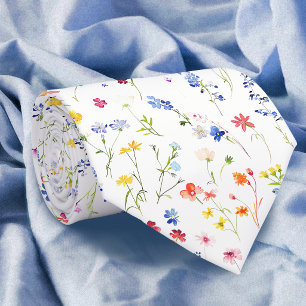 Bright Wildflowers Pattern Tie