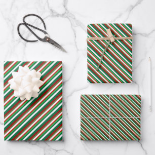 Bright Winter Colours Stripe Set 2 Wrapping Paper Sheet