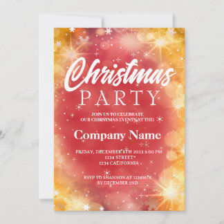 Bright winter snowflake red white Christmas party Invitation